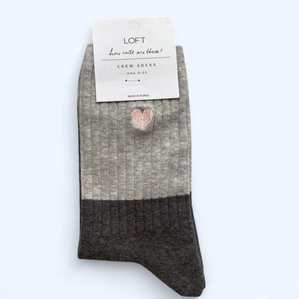 Loft cotton blend grey crew socks‎